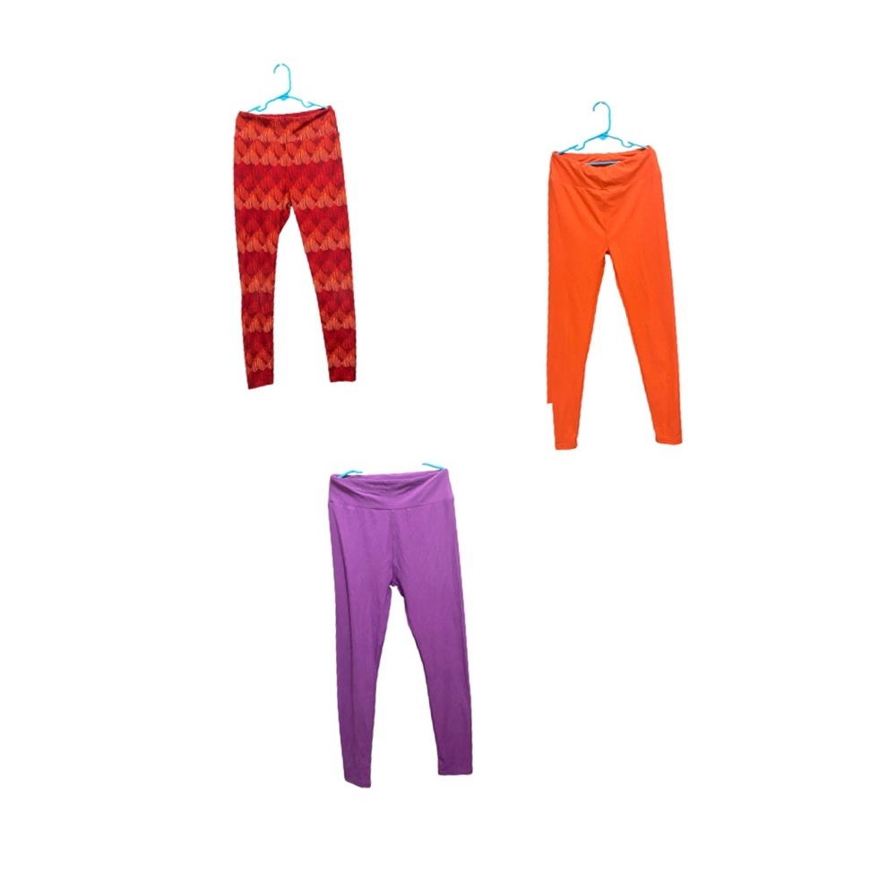 LuLaRoe girls Leggings Set - Red, Orange, Purple